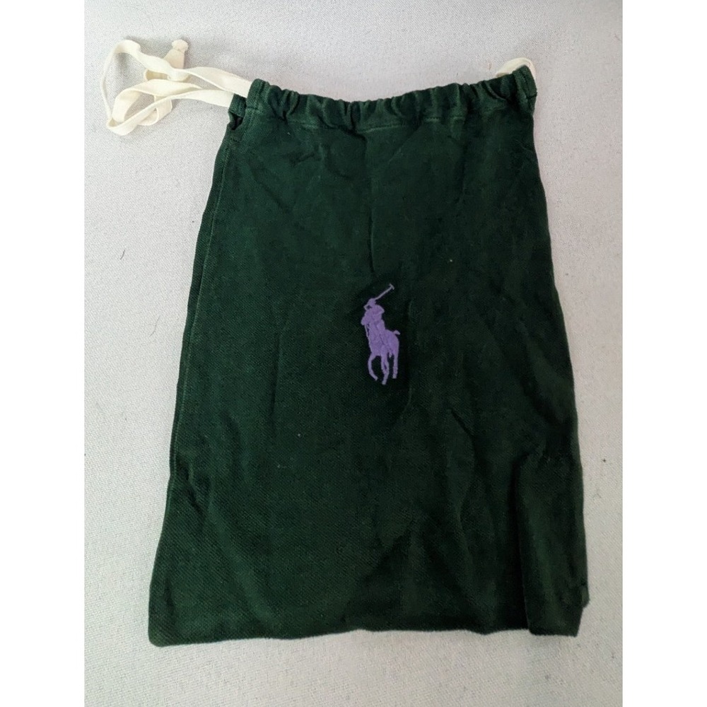Polo Ralph Lauren Drawstring Bag Unisex OS Green Excellent Canvas Pony Logo